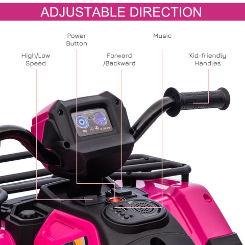 12V Kids Electric Ride-On Toy Quad Car with Music and LED Lights