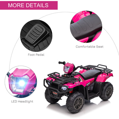12V Kids Electric Ride-On Toy Quad Car with Music and LED Lights