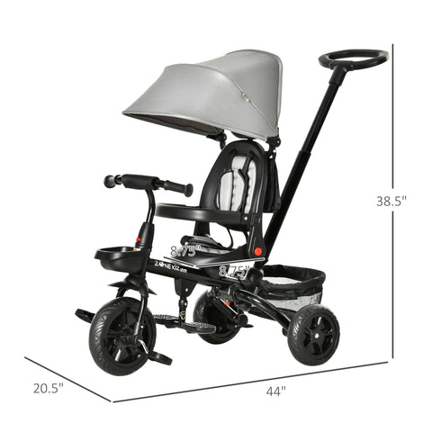 4-in-1 Foldable Toddler Tricycle with Canopy and Handle