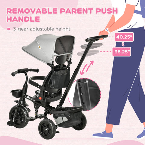 4-in-1 Foldable Toddler Tricycle with Canopy and Handle