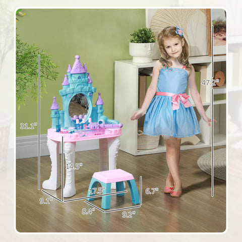 Castle Kids Vanity Set with Mirror and Stool