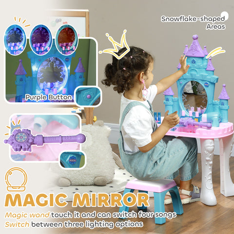 Castle Kids Vanity Set with Mirror and Stool