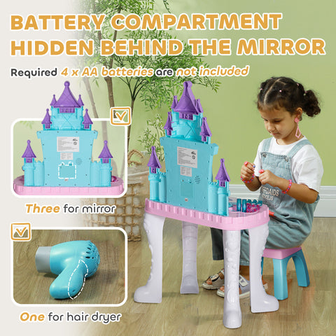 Castle Kids Vanity Set with Mirror and Stool