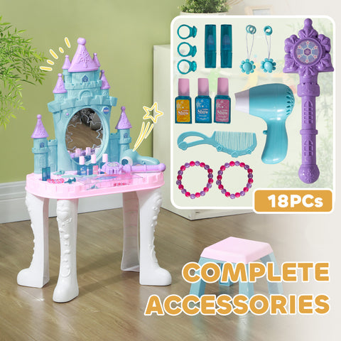 Castle Kids Vanity Set with Mirror and Stool