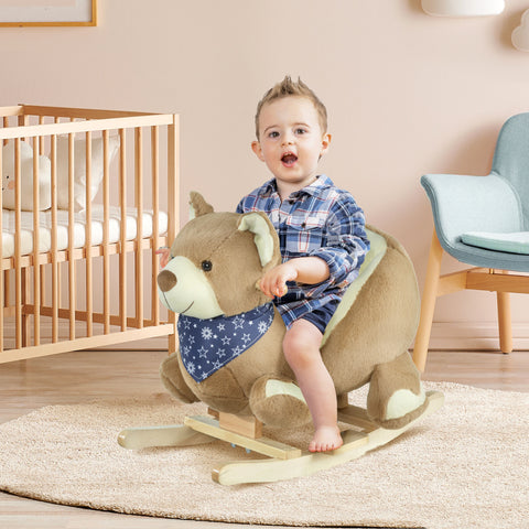 Plush Bear Baby Rocking Horse with Lullaby Music