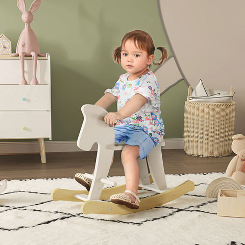 Classic Wooden Rocking Horse Ride-On Toy for Toddlers