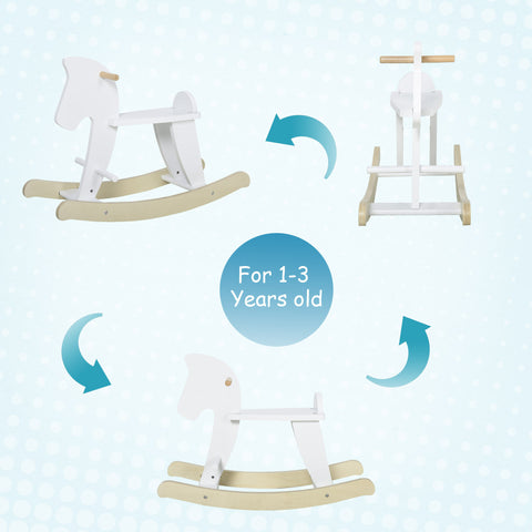 Classic Wooden Rocking Horse Ride-On Toy for Toddlers