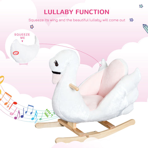 Plush Swan Ride-On Rocking Toy with Music for Toddlers