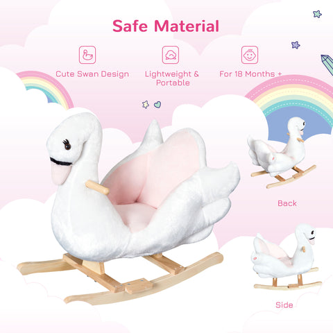 Plush Swan Ride-On Rocking Toy with Music for Toddlers