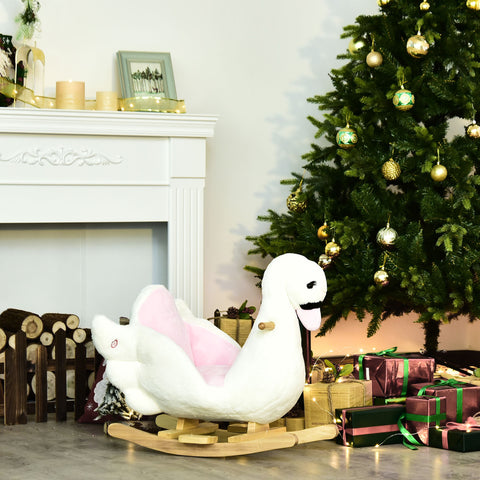 Plush Swan Ride-On Rocking Toy with Music for Toddlers