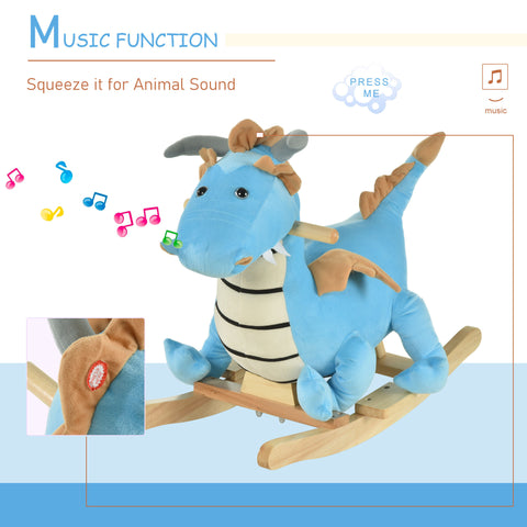 Kids Plush Dinosaur Ride-On Rocking Chair with Realistic Sounds