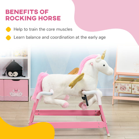 Plush Spring Rocking Unicorn Ride-on Toy with Sounds in Pink