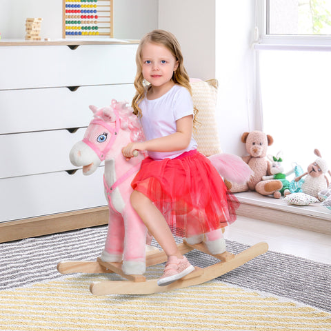 Kids Plush Rocking Horse Toy with Realistic Sounds
