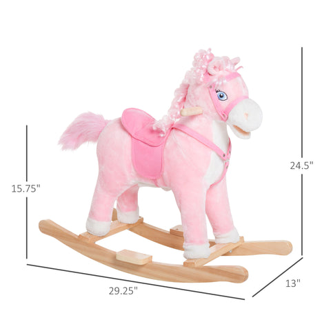 Kids Plush Rocking Horse Toy with Realistic Sounds