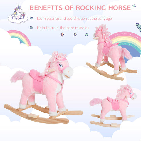 Kids Plush Rocking Horse Toy with Realistic Sounds