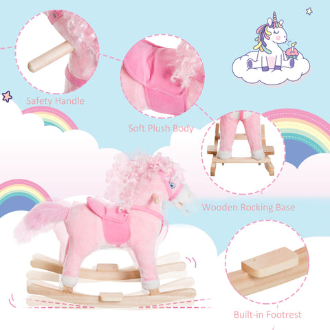 Kids Plush Rocking Horse Toy with Realistic Sounds