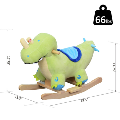 Kids Plush Ride-On Dinosaur Rocker with Realistic Sounds