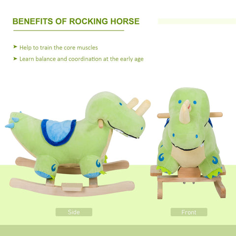 Kids Plush Ride-On Dinosaur Rocker with Realistic Sounds