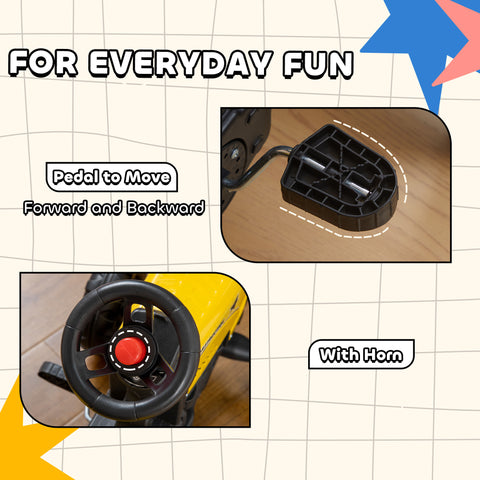 Kids Pedal Ride-on Tractor With Trailer, Shovel and Rake