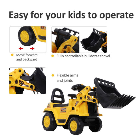3-in-1 Ride-On Bulldozer Toy Tractor with Shovel