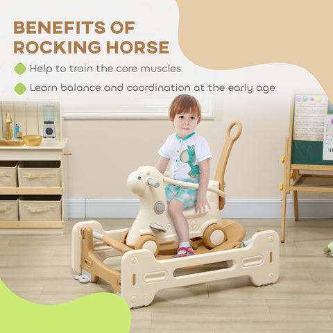 5-in-1 Kids Rocking Horse with Push Handle and Guardrails