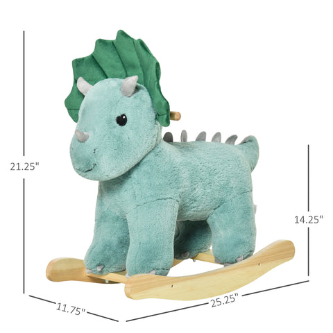Kids Plush Triceratops Ride-On Rocking Toy with Sounds