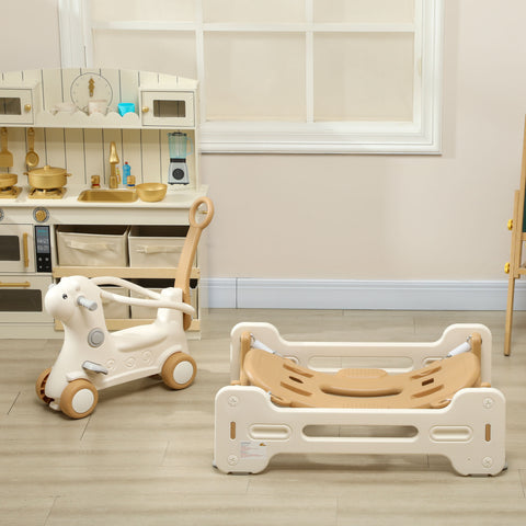 5-in-1 Kids Rocking Horse with Push Handle and Guardrails