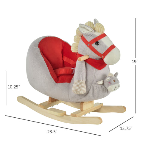 Plush Ride-On Rocking Horse Toy with Music for Toddlers