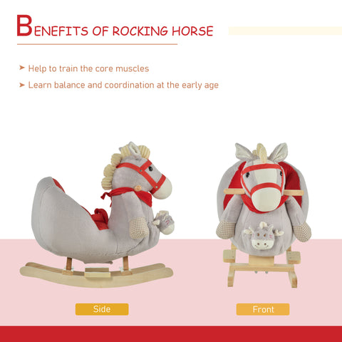 Plush Ride-On Rocking Horse Toy with Music for Toddlers