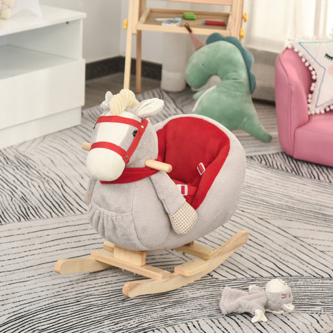 Plush Ride-On Rocking Horse Toy with Music for Toddlers