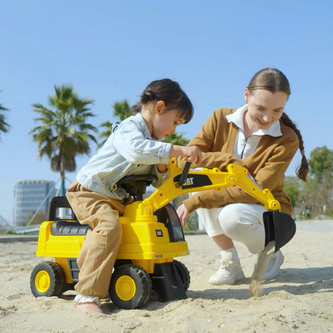 Kids Ride-On Excavator Construction Toy With Manual Shovel