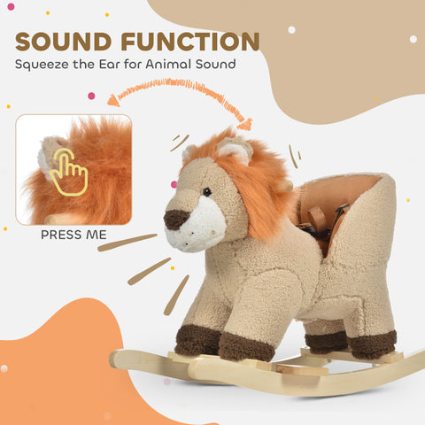 Plush Lion Rocking Horse with Sound and Seat Belt