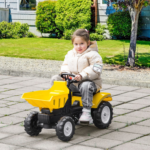 Kids Pedal Ride-On Excavator with Manual Control Bucket