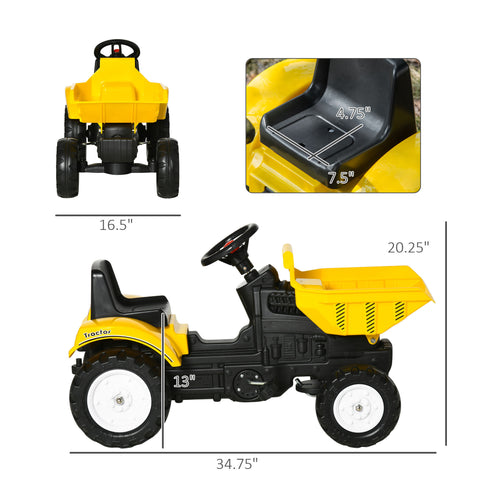 Kids Pedal Ride-On Excavator with Manual Control Bucket