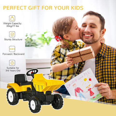 Kids Pedal Ride-On Excavator with Manual Control Bucket