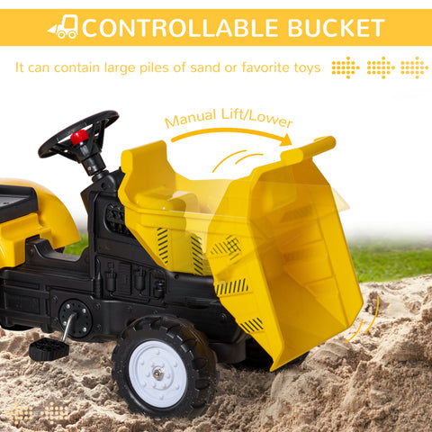 Kids Pedal Ride-On Excavator with Manual Control Bucket