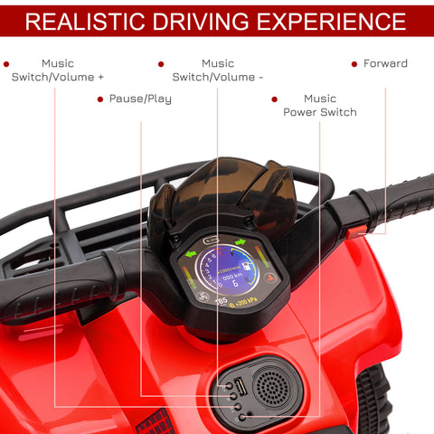 6V Battery Powered Electric ATV Quad Ride-On Toy Car with LED Headlights