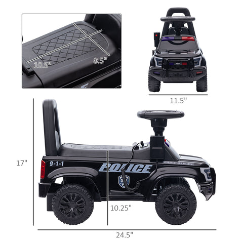 Kids Police Truck Push Ride-On Car with Working PA System
