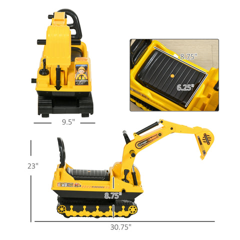 Kids Ride-On Excavator Construction Toy Walker With Storage