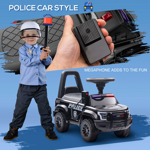 Kids Police Truck Push Ride-On Car with Working PA System