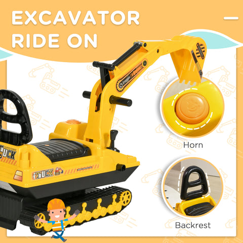 Kids Ride-On Excavator Construction Toy Walker With Storage
