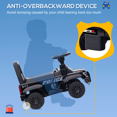 Kids Police Truck Push Ride-On Car with Working PA System