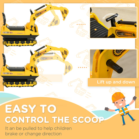 Kids Ride-On Excavator Construction Toy Walker With Storage