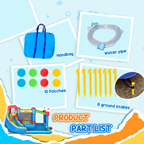 6-in-1 Inflatable Water Slide with Splash Pool and Climbing Wall