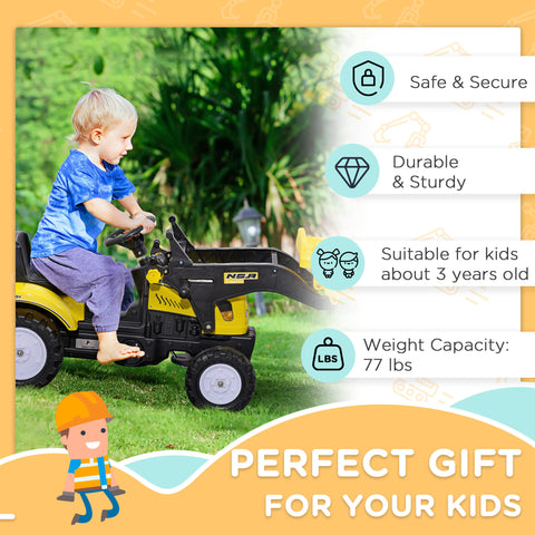 Kids Pedal Ride-on Excavator with Front Loader Digger