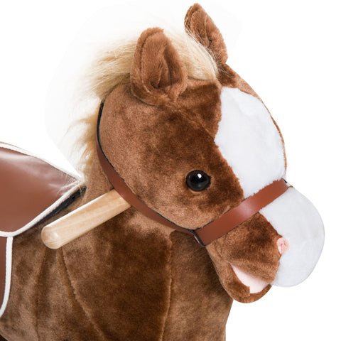 Kids Plush Ride-On Rocking Horse Toy with Sounds