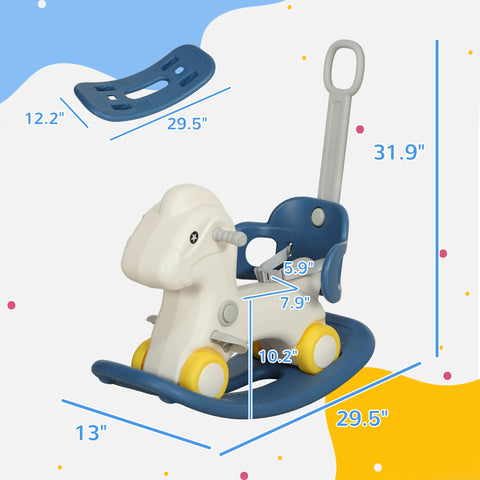 4-in-1 Rocking Horse for Toddlers with Detachable Push Handle