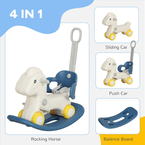 4-in-1 Rocking Horse for Toddlers with Detachable Push Handle