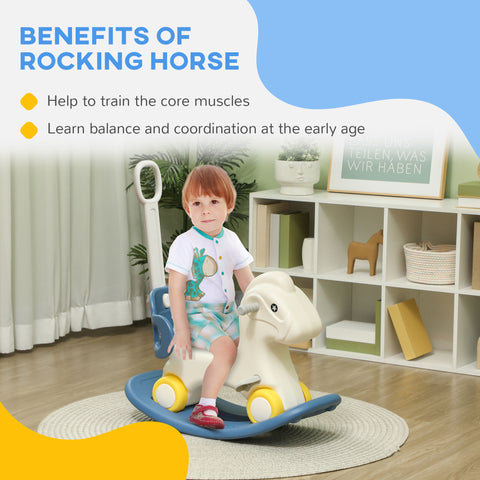 4-in-1 Rocking Horse for Toddlers with Detachable Push Handle