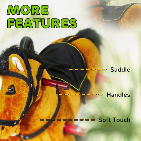 Plush Spring Rocking Horse with Realistic Sounds & Foot Stirrups